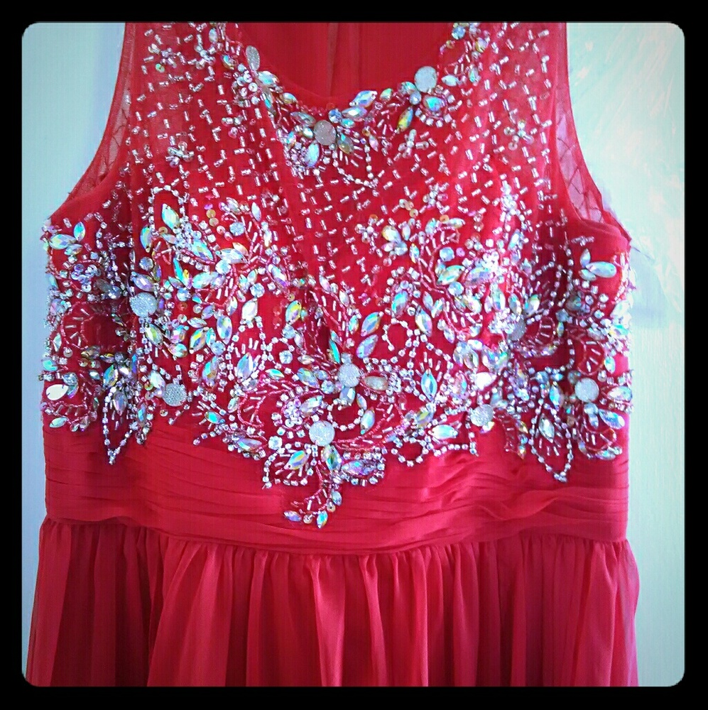Red beaded gown